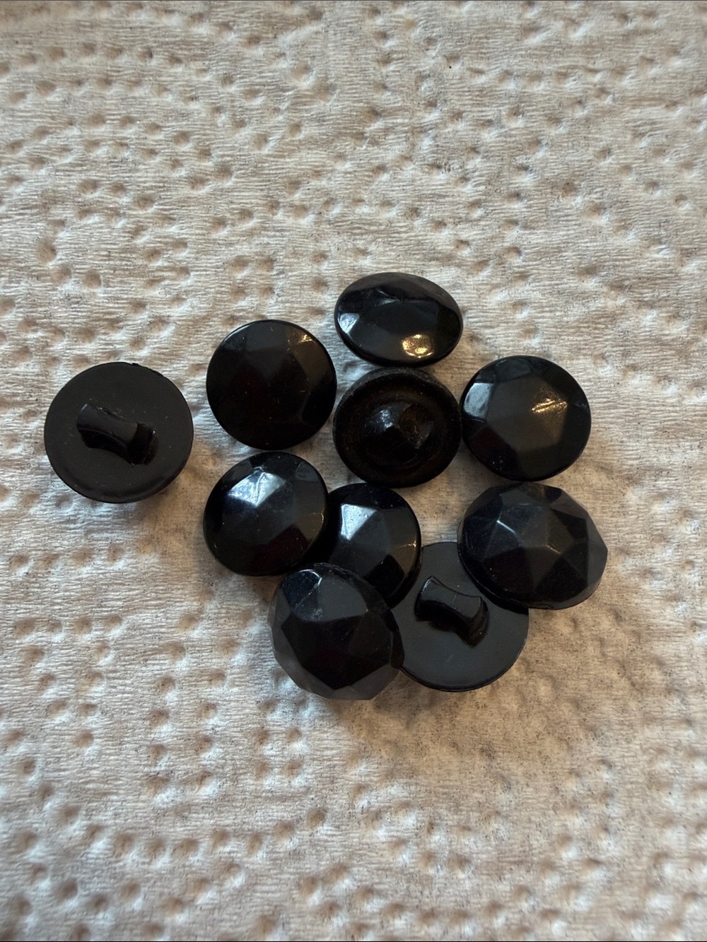 Set of 10 - Faceted Black Shank Buttons